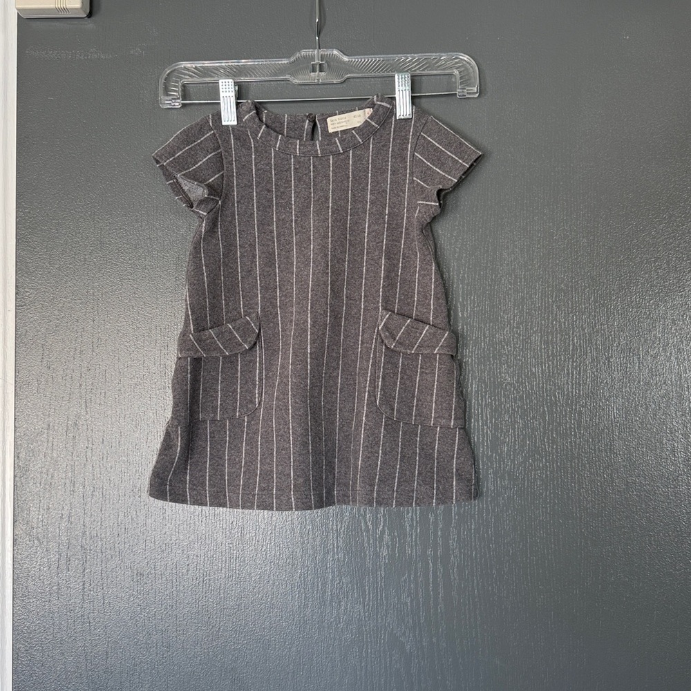 Zara Charcoal Striped Kids Dress
